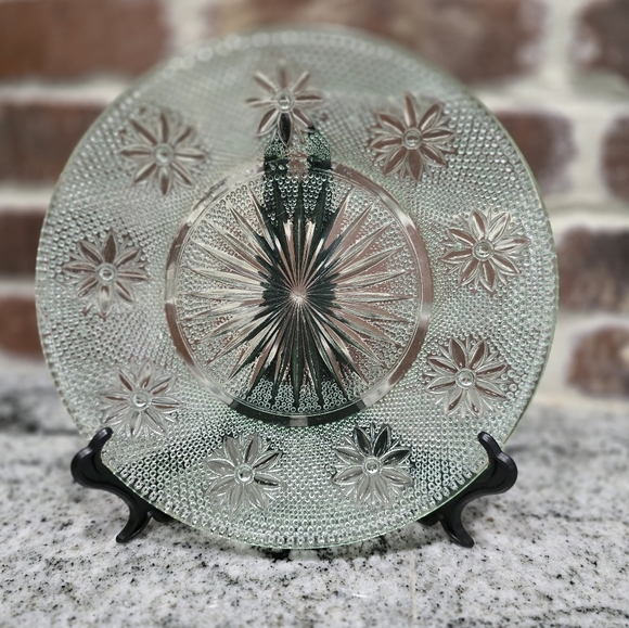 Other - Pressed Glass/Starburst And Daisy Pattern Plate